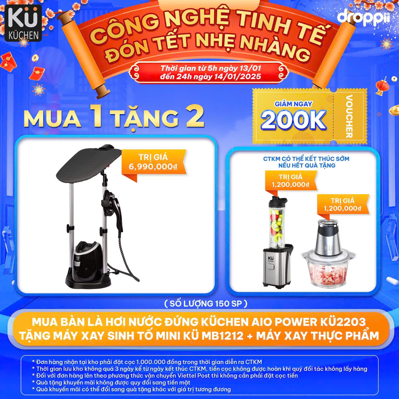 Bàn là (bàn ủi) hơi nước đứng Kuchen AIO Power KU2203